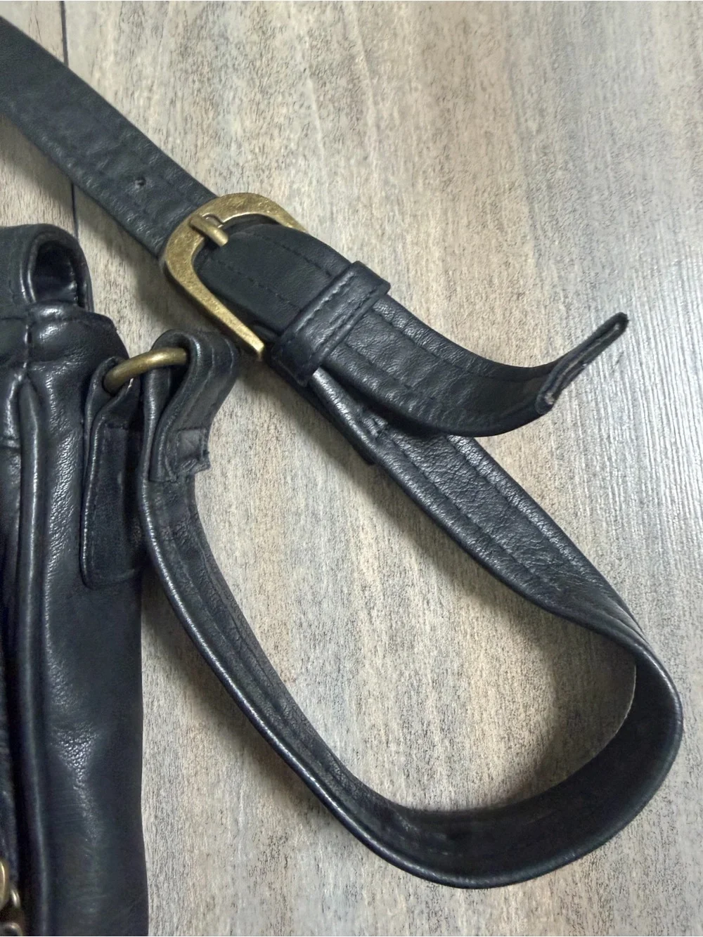 Tignanello Black Leather Messenger Crossbody Bag